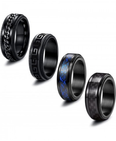 4PCS Black Spinner Fidget Rings for Men Women Stainless Steel Fidget Cool Ring Blast Finish Wedding Promise Stree Relieving A...