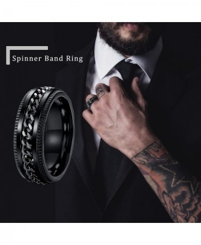 4PCS Black Spinner Fidget Rings for Men Women Stainless Steel Fidget Cool Ring Blast Finish Wedding Promise Stree Relieving A...