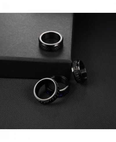 4PCS Black Spinner Fidget Rings for Men Women Stainless Steel Fidget Cool Ring Blast Finish Wedding Promise Stree Relieving A...