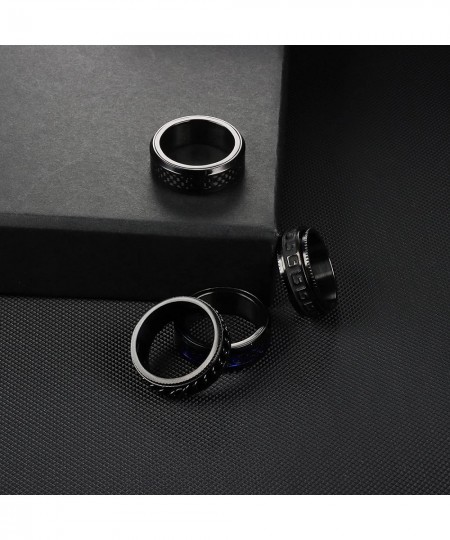 4PCS Black Spinner Fidget Rings for Men Women Stainless Steel Fidget Cool Ring Blast Finish Wedding Promise Stree Relieving A...