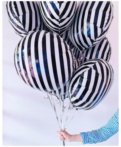 12 Pack 18 Inch Striped Balloons Helium Foil Mylar Black and White Striped Balloons for Black&White Themed Birthday Baby Show...