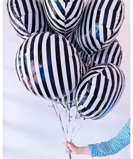 12 Pack 18 Inch Striped Balloons Helium Foil Mylar Black and White Striped Balloons for Black&White Themed Birthday Baby Show...