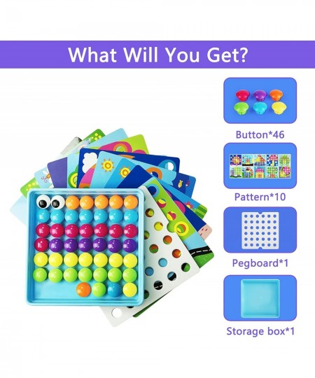 Button Art Toys for Toddlers Color Matching Mosaic Pegboard Toddler Toys Toys for 3+ Year Old Boys & Girls 10 Pictures and 46...