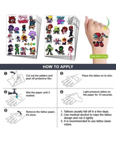 Video Game Party Favor Temporary Tattoos for Friday Night Funkin Halloween Birthday Party Decorations supplies for Kids (10 S...