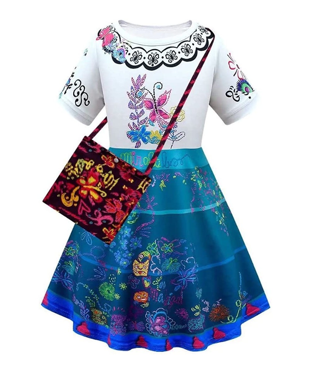 Mirabel Costume for Girls Isabella Pepa Dolores Fluffy Sundress Fashion Outfit with Bag $23.96 - Kids' Costumes