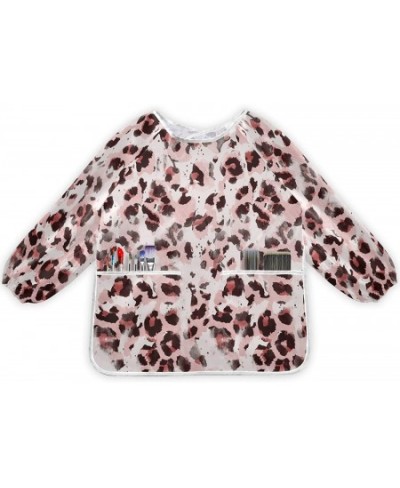 Smock for Kids Pink Leopard Animal Skin Zebra Tie Dye Long Sleeve Kids Art Smock Paint Aprons with Pockets for Age 4-6 Years ...