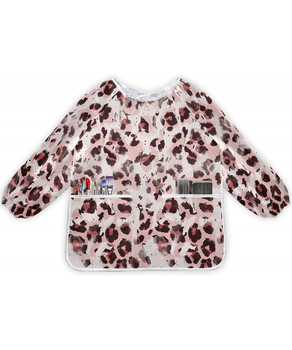 Smock for Kids Pink Leopard Animal Skin Zebra Tie Dye Long Sleeve Kids Art Smock Paint Aprons with Pockets for Age 4-6 Years ...