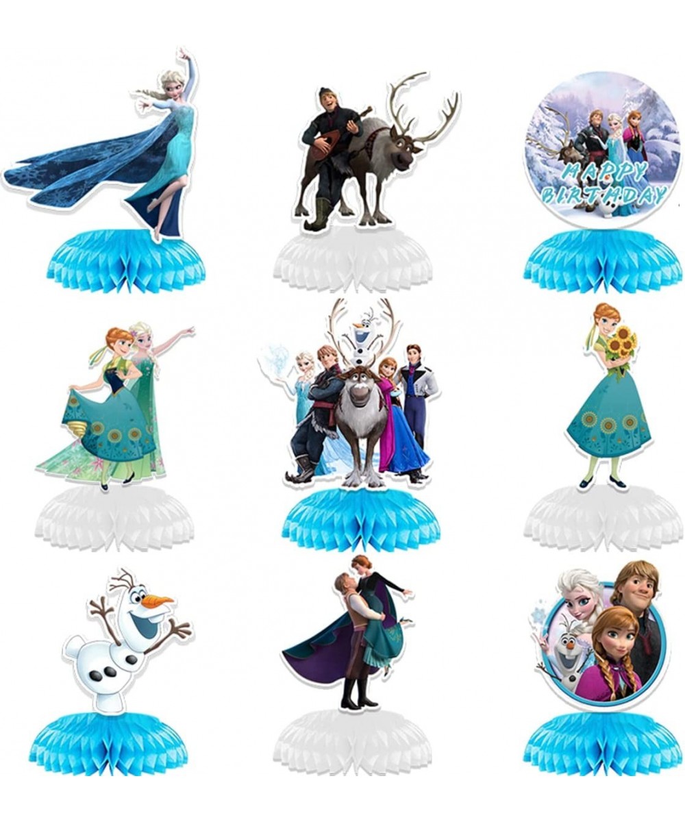 9 Pack Frozen Honeycomb Centerpieces Frozen 3D Table Decorations Double Sided Stitch Table Toppers for Frozen Party Supplies ...