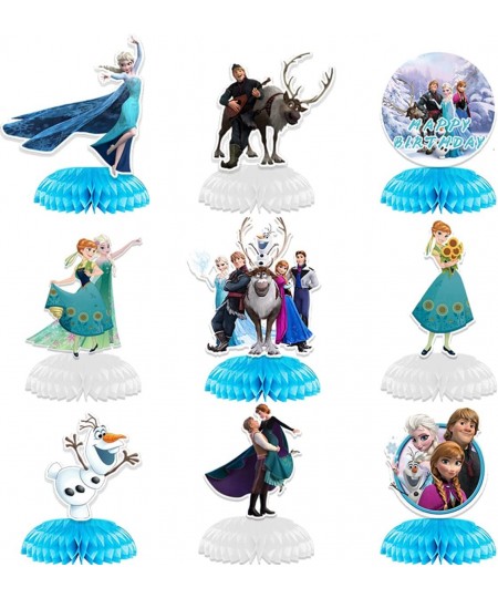 9 Pack Frozen Honeycomb Centerpieces Frozen 3D Table Decorations Double Sided Stitch Table Toppers for Frozen Party Supplies ...