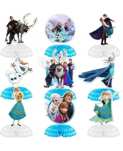 9 Pack Frozen Honeycomb Centerpieces Frozen 3D Table Decorations Double Sided Stitch Table Toppers for Frozen Party Supplies ...