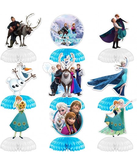 9 Pack Frozen Honeycomb Centerpieces Frozen 3D Table Decorations Double Sided Stitch Table Toppers for Frozen Party Supplies ...