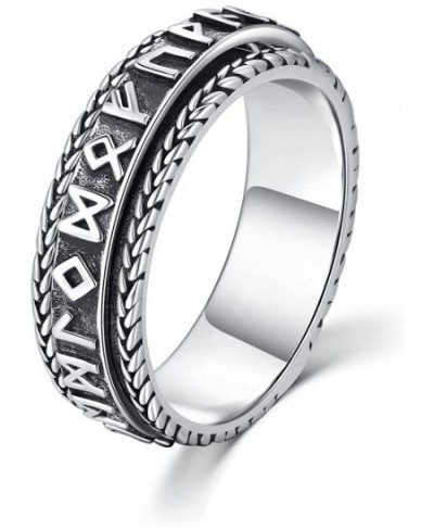 Norse Viking Spinner Runes Ring 925 Sterling Silver Spinner Rings for Women Men Fidget Band Rings Spin It to Relax Fidget Rin...