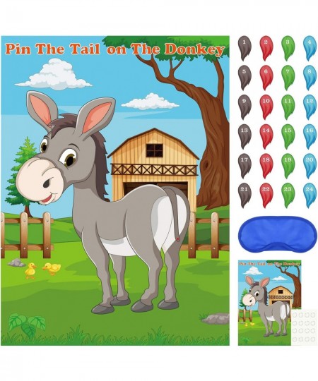 Pin The Tail on The Donkey Party Game with 24 Pcs Tails for Kids Birthday Party Decorations Carnival Circus Party Supplies $1...