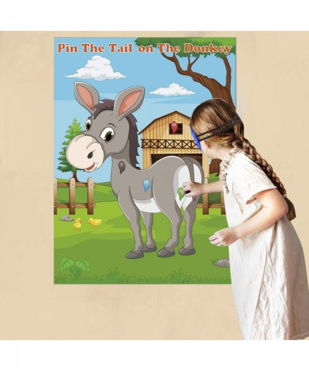 Pin The Tail on The Donkey Party Game with 24 Pcs Tails for Kids Birthday Party Decorations Carnival Circus Party Supplies $1...