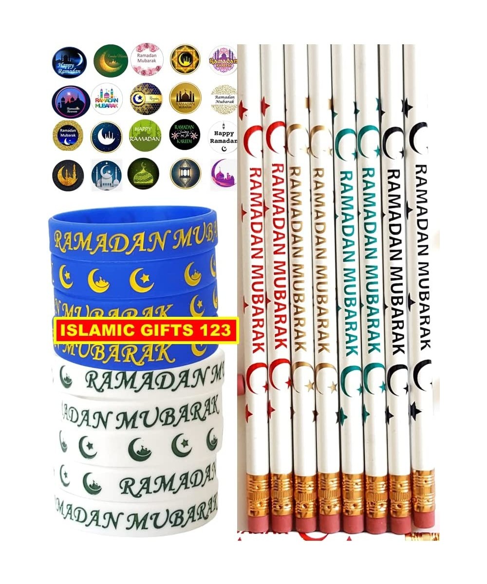 Ramadan Mubarak 49 Pcs-Pencils-Wristbands Stickers(400) Kids Favorite Happy Ramadan Kareem Decoration Arabic Novelty Moroccan...