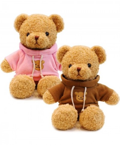 2 Pieces Christmas Bears Stuffed Animal Plush Toys 11.8 Inch Soft Stuffed Bear Plush with Brown and Pink Hoodies Stuffed Anim...