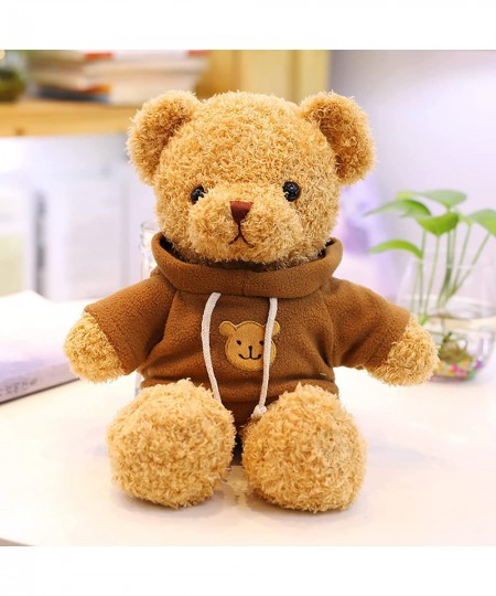 2 Pieces Christmas Bears Stuffed Animal Plush Toys 11.8 Inch Soft Stuffed Bear Plush with Brown and Pink Hoodies Stuffed Anim...