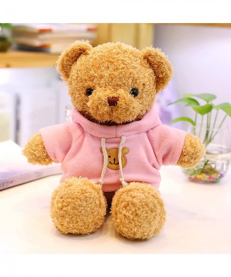 2 Pieces Christmas Bears Stuffed Animal Plush Toys 11.8 Inch Soft Stuffed Bear Plush with Brown and Pink Hoodies Stuffed Anim...