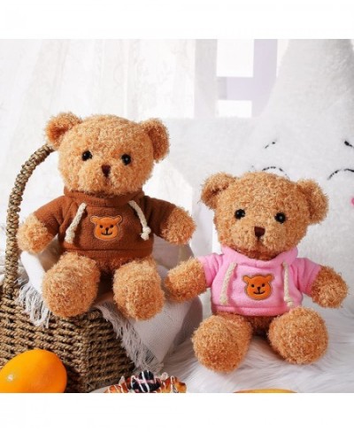 2 Pieces Christmas Bears Stuffed Animal Plush Toys 11.8 Inch Soft Stuffed Bear Plush with Brown and Pink Hoodies Stuffed Anim...