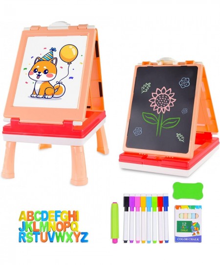 Easel for Kids 5IN1 Tabletop Standing Easel with Chalkboard and Magnetic White Board Letters Portable Art Easel for Toddlers ...