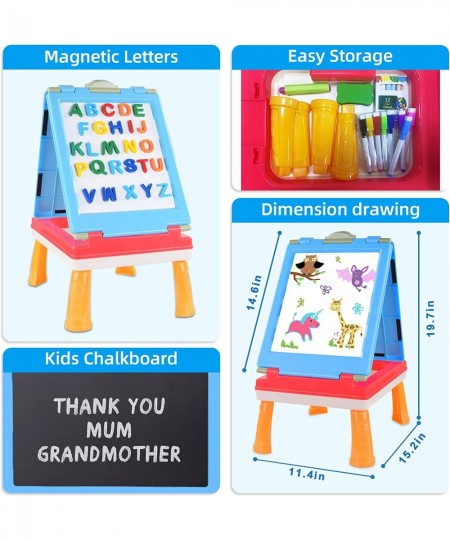 Easel for Kids 5IN1 Tabletop Standing Easel with Chalkboard and Magnetic White Board Letters Portable Art Easel for Toddlers ...