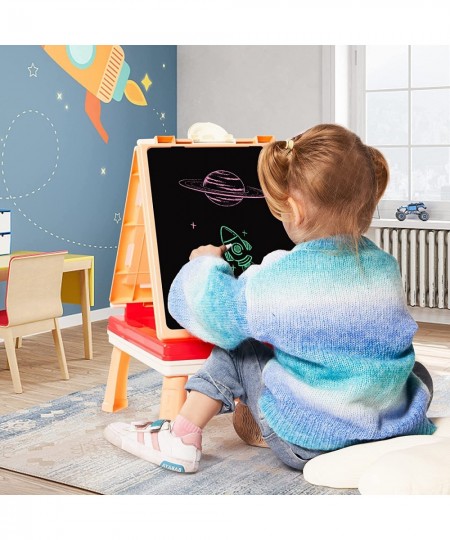 Easel for Kids 5IN1 Tabletop Standing Easel with Chalkboard and Magnetic White Board Letters Portable Art Easel for Toddlers ...