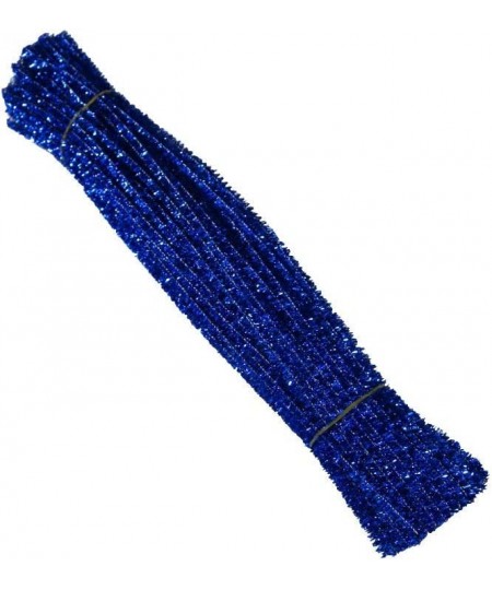 100 Count 6mm x 300mm Shiny Chenille Stems Metallic Pipe Cleaners Tinsel Stems Wired Sticks for DIY Arts and Crafts (Blue) $1...