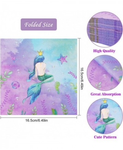 40PCS Mermaid Napkins Fancy Mermaid Scale Paper Mermaid Birthday Party Supplies Lunch Dinner Tableware Disposable Paper Napki...