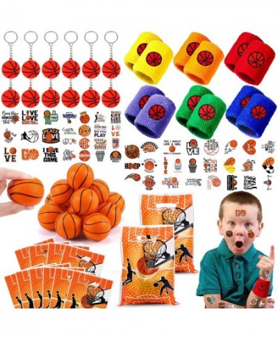 98pcs Basketball Party Favors with Gift Bags Mini Basketball Ball Wrist Sweatband Keychain Sticker for Boy Kid Basketball Bir...