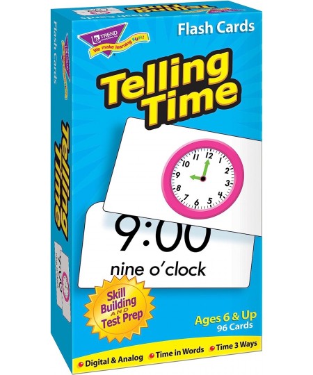 Trend Enterprises: Telling Time Skill Drill Flash Cards Exciting Way for Everyone to Learn Time in Words Numerals & Analog Gr...