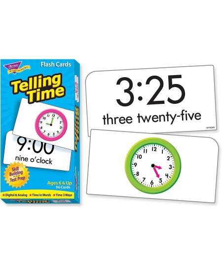 Trend Enterprises: Telling Time Skill Drill Flash Cards Exciting Way for Everyone to Learn Time in Words Numerals & Analog Gr...