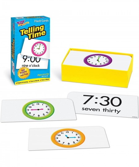 Trend Enterprises: Telling Time Skill Drill Flash Cards Exciting Way for Everyone to Learn Time in Words Numerals & Analog Gr...