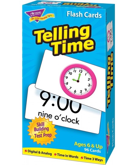 Trend Enterprises: Telling Time Skill Drill Flash Cards Exciting Way for Everyone to Learn Time in Words Numerals & Analog Gr...