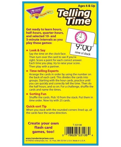 Trend Enterprises: Telling Time Skill Drill Flash Cards Exciting Way for Everyone to Learn Time in Words Numerals & Analog Gr...