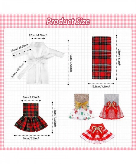 12 Pieces Christmas Elf Clothes Accessory Santa Couture Clothing for Elf Doll Clothes Set Includes Plaid Elf Doll Skirts Fluf...