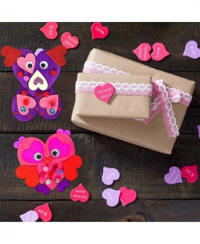 18 Sets Valentine Wood Painting Craft Kits Wooden Heart Animal Ornaments Art Sets DIY Wood Heart Owl Dog Cat Butterfly Bee Ow...