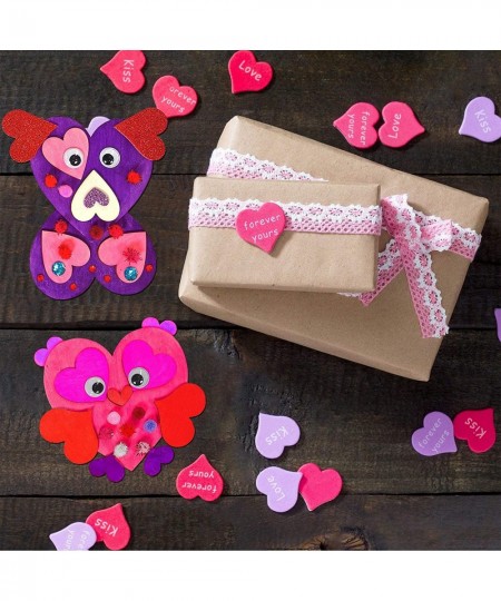 18 Sets Valentine Wood Painting Craft Kits Wooden Heart Animal Ornaments Art Sets DIY Wood Heart Owl Dog Cat Butterfly Bee Ow...