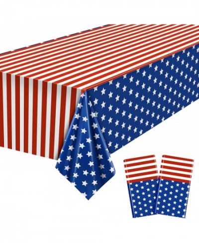 2 Pack 4th of July Patriotic Plastic Tablecloth 108 x 54 Inch American Flag Tablecover Memorial Day Tablecover for Rectangula...