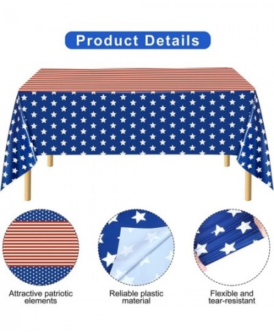 2 Pack 4th of July Patriotic Plastic Tablecloth 108 x 54 Inch American Flag Tablecover Memorial Day Tablecover for Rectangula...