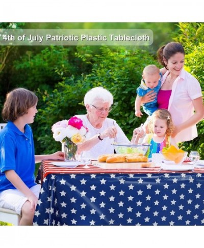 2 Pack 4th of July Patriotic Plastic Tablecloth 108 x 54 Inch American Flag Tablecover Memorial Day Tablecover for Rectangula...