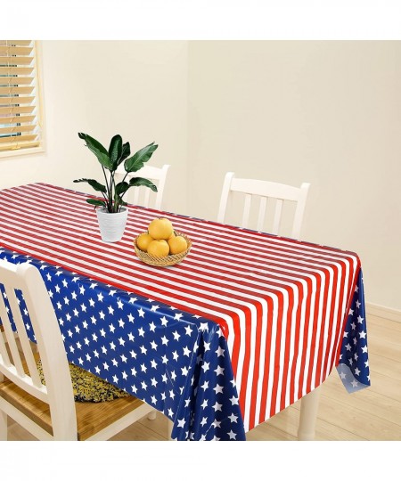 2 Pack 4th of July Patriotic Plastic Tablecloth 108 x 54 Inch American Flag Tablecover Memorial Day Tablecover for Rectangula...