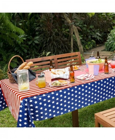 2 Pack 4th of July Patriotic Plastic Tablecloth 108 x 54 Inch American Flag Tablecover Memorial Day Tablecover for Rectangula...