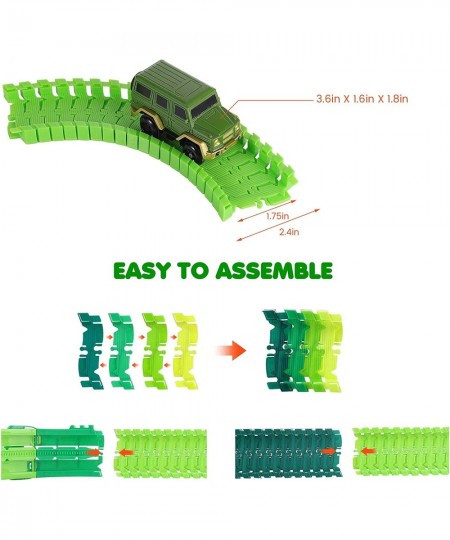 Dinosaur Toy 176PCS Flexible Dinosaur Track Set with Race Car 360° Loop Create A Dinosaur World Road for Kids Boys Toddlers G...