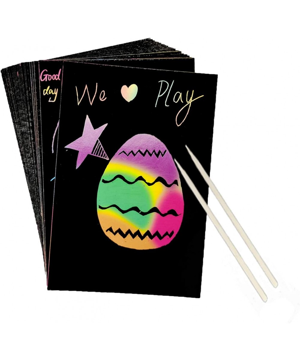 Scratch Paper Art Set for Kids Rainbow Magic Scratch Paper Off Crafts Supplies Kits for Children Girls Boys Black Scratch&Ske...