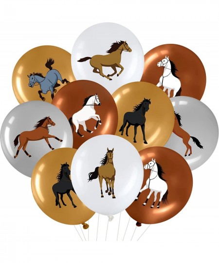 40 Pieces 12 Inch Horse Birthday Party Latex Balloons Decorations Brown White Silver Horse Balloon Horse Racing Theme Decor f...