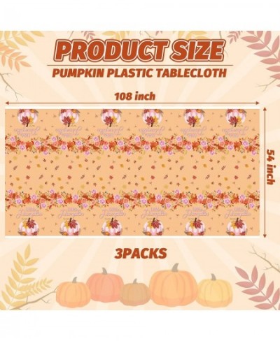 3Pcs Pink Little Pumpkin Baby Shower Tablecloth 108 x 54 Inches Autumn Fall Maple Leaf Theme Disposable Plastic Table Cover f...