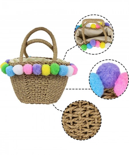 Easter Baskets with Circle Colorful Faux Fur Balls for Girls Boys Easter Theme Party Favors Stuffers Gifts Easter Decorations...