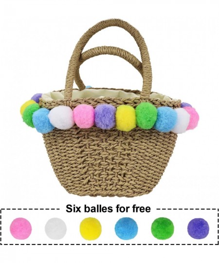 Easter Baskets with Circle Colorful Faux Fur Balls for Girls Boys Easter Theme Party Favors Stuffers Gifts Easter Decorations...