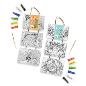 Art 101 DIY Canvas Art Set - Dual Pack with Acrylic Paints & Brushes