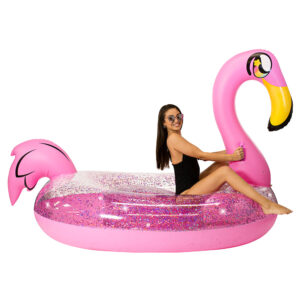 PoolCandy Gigantic Glitter Flamingo Pool Float - Pink